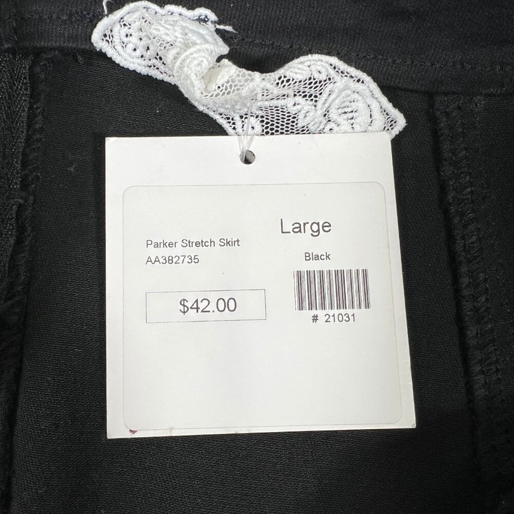 NWT Parker Womens Black Back Zip Denim Mini Stretch Skirt Size Large - Picture 4 of 9